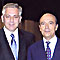 MM. Ivo Sanader, pr&eacute;sident du HDZ, et Alain Jupp&eacute;, pr&eacute;sident de l'UMP, le 17 novembre 2002 au Bourget